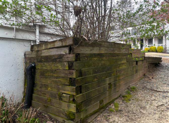 Retaining wall site before installation